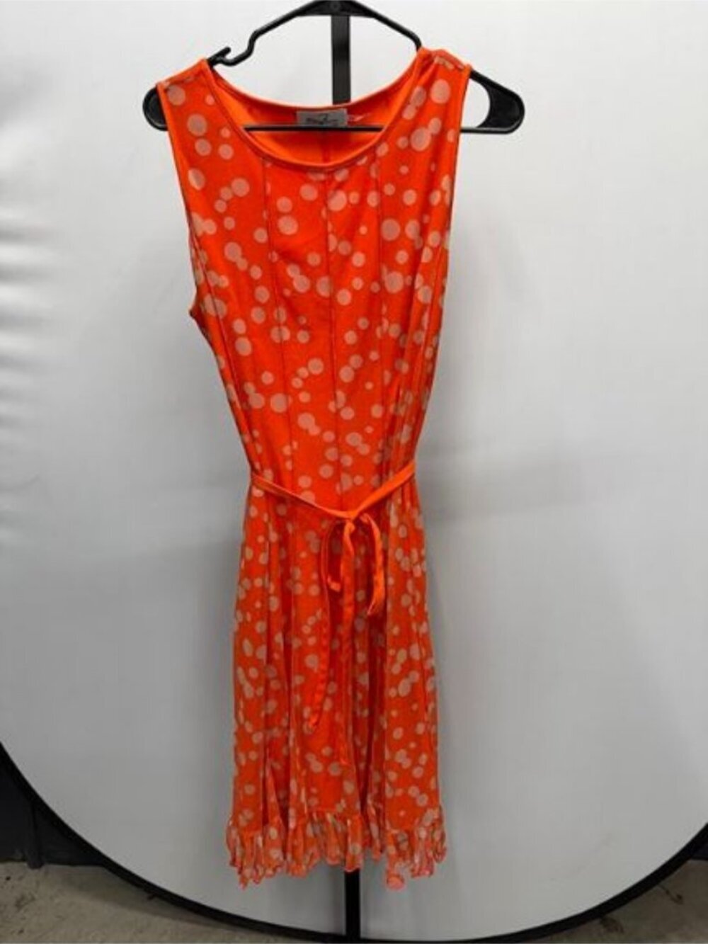 Phase Seven Red Orange Polka Dot Midi Dress